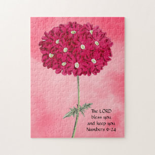Vintage Style Magenta Hortensien-Glaubensrätsel Puzzle