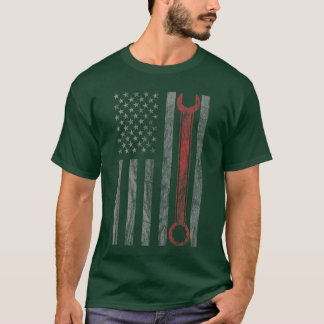 Vintage-Style Mechaniker-Shirt mit USA-Flagge T-Shirt