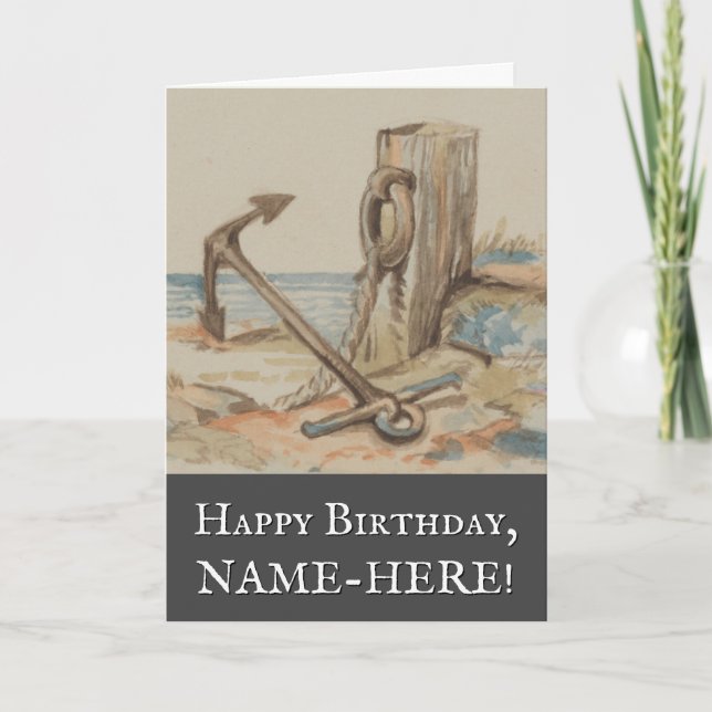 Vintage Style Nautical Themed Birthday Card Karte (Vorderseite)