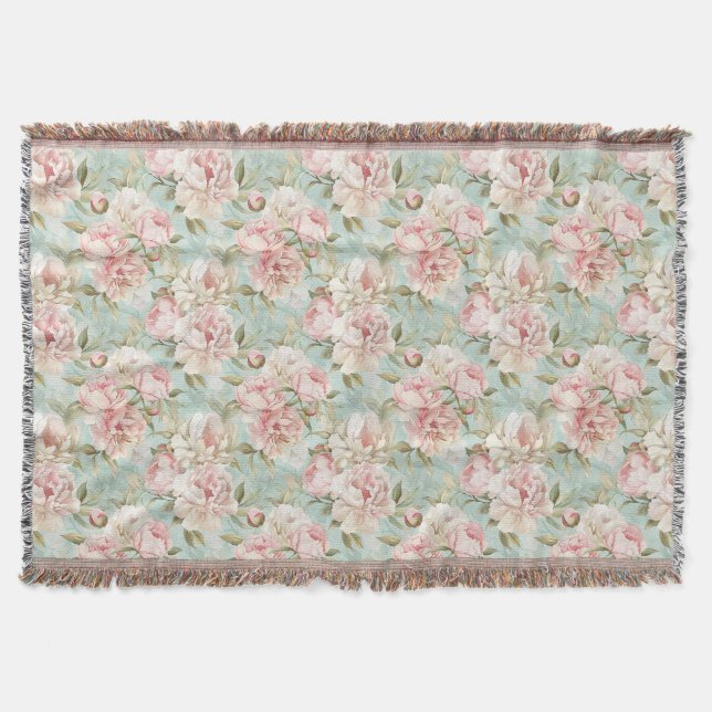 Vintage style neutral floral pattern decke (Vorderseite)