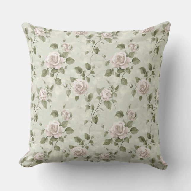 Vintage style neutral floral pattern kissen (Vorderseite)