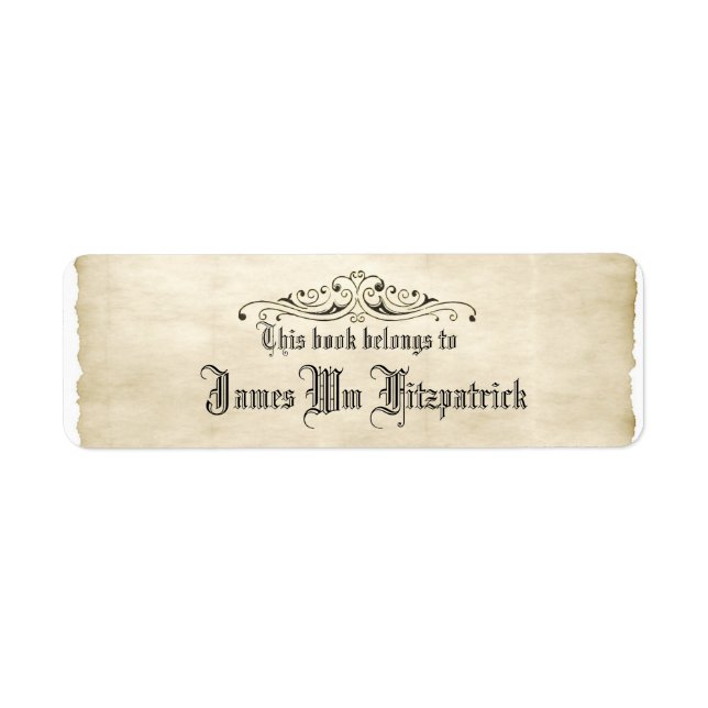 Vintage Style Old Parchment with Name Book Label (Vorne)