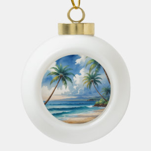 Vintage Style Palmen exotische Inseln Reise Kunst Keramik Kugel-Ornament