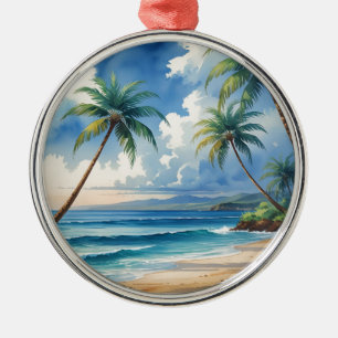 Vintage Style Palmen exotische Inseln Reise Kunst Ornament Aus Metall