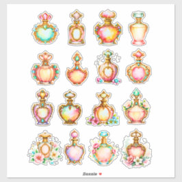 Vintage Style Perfume Bottles Sheet of Stickers Aufkleber