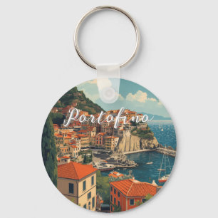 Vintage Style Portofino Genova Italien Schlüsselanhänger