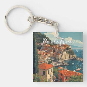 Vintage Style Portofino Genova Italien Schlüsselanhänger