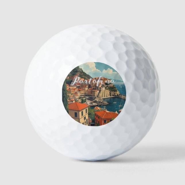 Vintage Style Portofino Genova Italy Golfball (Vorderseite)