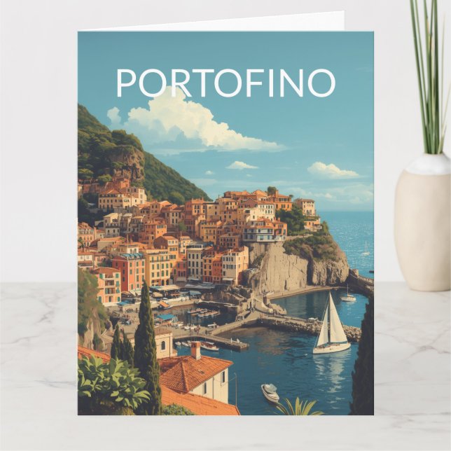 Vintage Style Portofino Genova Italy Karte (Vorderseite)