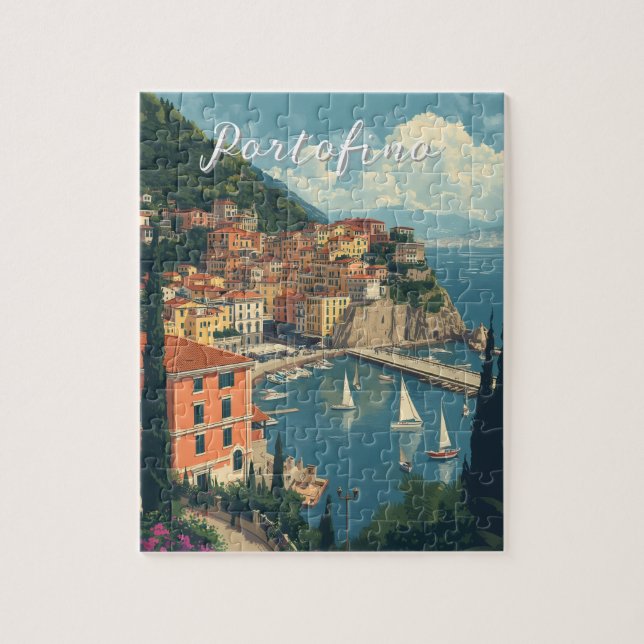 Vintage Style Portofino Genova Italy Puzzle (Vertikal)