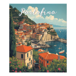 Vintage Style Portofino Genua Italien Fotodruck