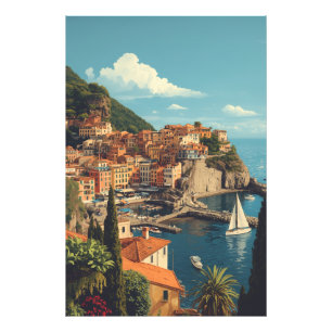 Vintage Style Portofino Genua Italien Fotodruck