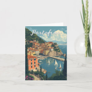 Vintage Style Portofino Genua Italien Karte