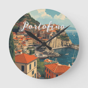 Vintage Style Portofino Genua Italien Runde Wanduhr