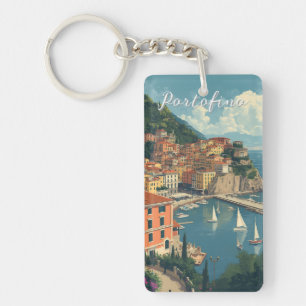 Vintage Style Portofino Genua Italien Schlüsselanhänger