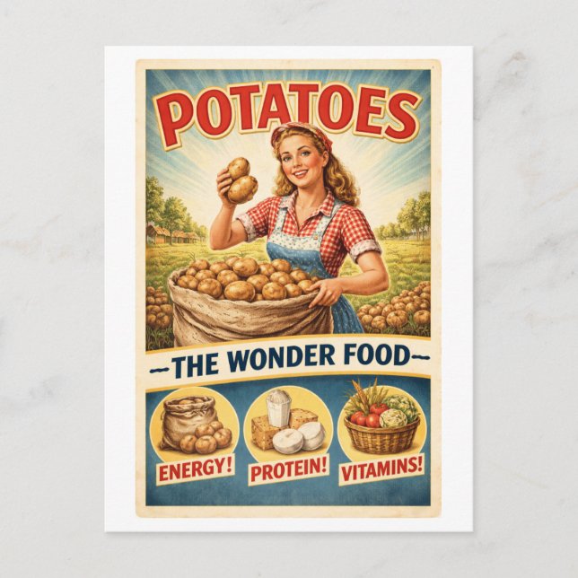 Vintage-Style Potato Advertisement Postkarte (Vorderseite)