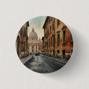 Vintage Style Rom Italienische Reise Wasserfarbe Button