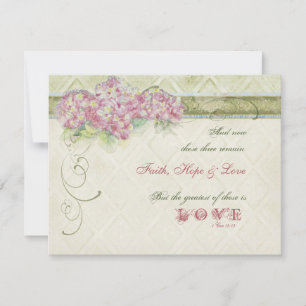 Vintage Style Rosa Hortensie - Datum Vormerken Kar Save The Date