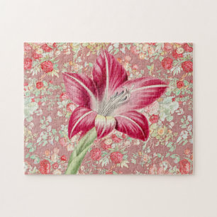 Vintage Style Rosa Lilie Rosa Blumenpuzzle Puzzle