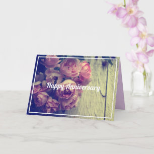 Vintage Style rosa Rosen Jubiläum Karte