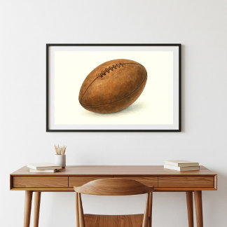 Vintage-Style-Rugbyball-Wasserfarbenkunst Poster