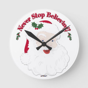 Vintage Style Santa Hör niemals auf zu glauben Runde Wanduhr