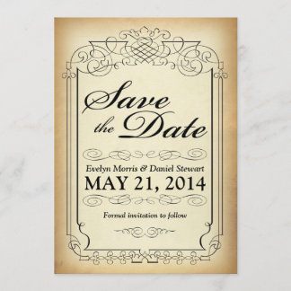 Vintage-Style-Scroll-Hochzeitseinladungskarte Save The Date