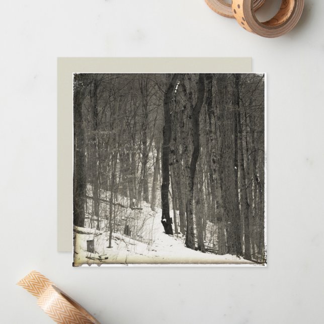 Vintage Style Snowy Forest  Mitteilungskarte (Vorderseite/Rückseite Beispiel)