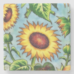 Vintage Style Sonnenblumen Blumen Kunstmarmor Steinuntersetzer