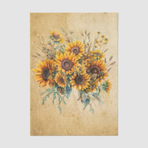 Vintage Style Sonnenblumen-Spray auf Pergament Seidenpapier