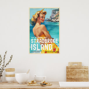 Vintage Style Stradbroke Island Reiseplakat Poster