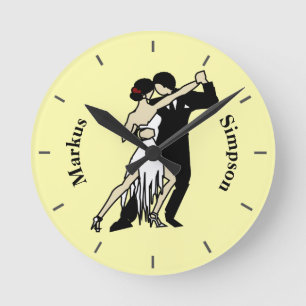 Vintage-style Tango Dancers Runde Wanduhr