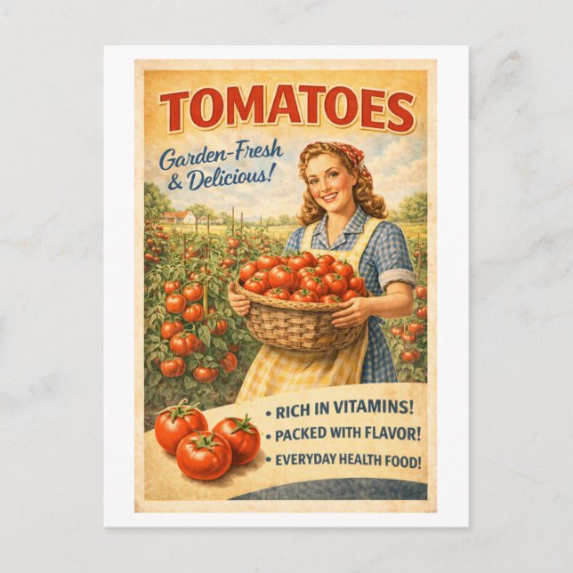 Vintage-Style Tomato Advertisement Postkarte (Vorderseite)