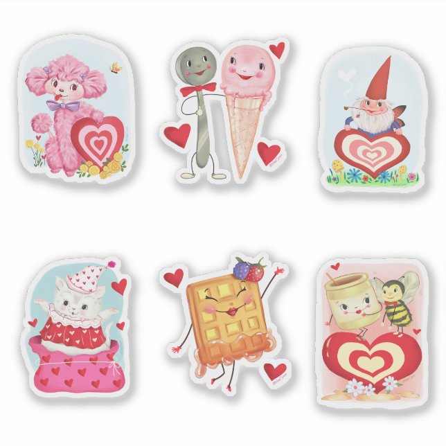 Vintage Style Valentines Sticker Sheet (Vorderseite)