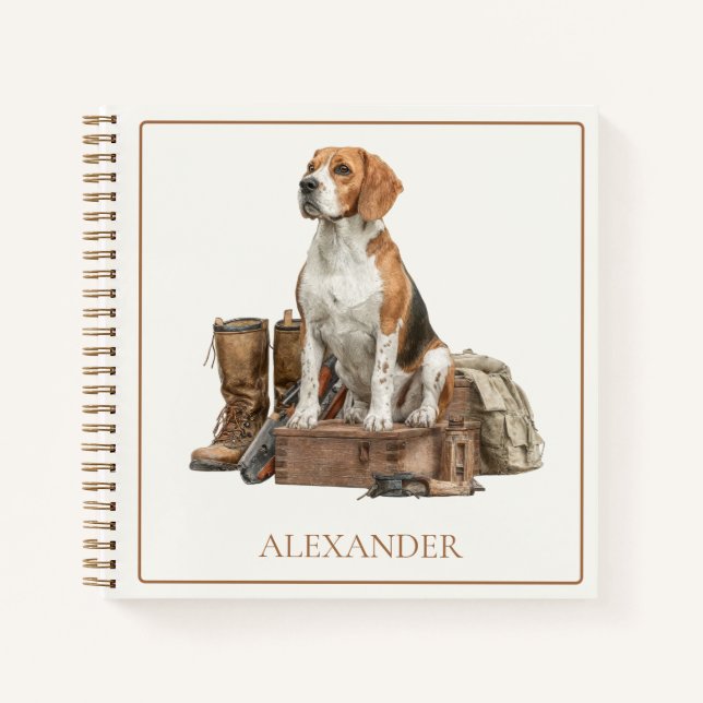 Vintage Style Wasserfarbe Jagdhund Notizbuch (Vorderseite)