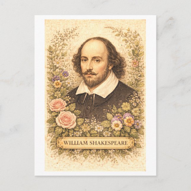Vintage-Style William Shakespeare Author Postkarte (Vorderseite)