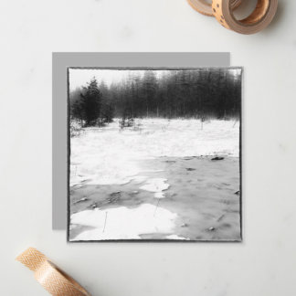Vintage Style Winter Photo Frozen Bog Mitteilungskarte