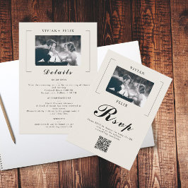 Vintage Stylish Foto Wedding Details Card RSVP Karte