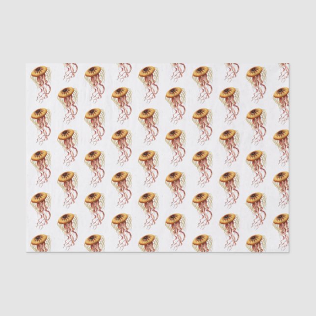 Vintage stylisierte Qualle Zeichnend #1 Seidenpapier (Vorderseite)