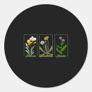 Vintage subtile Blume Freesia Dandelion Thistle Runder Aufkleber