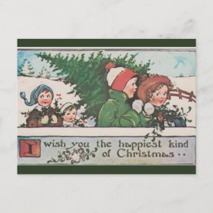 Vintage Suche nach dem Weihnachtsbaum Postkarte
