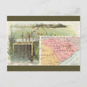 Vintage Süd-Carolina-Karte Postkarte