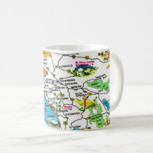 Vintage-Süd-Kalifornien-Karten-Tasse Kaffeetasse