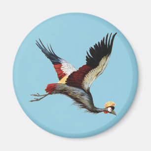 Vintage südafrikanischer Kronenkranich-Flugkunst Magnet