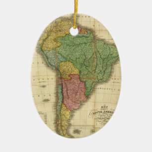 Vintage Südamerika-Karte 1826 durch Anthony Finle Keramik Ornament