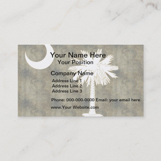 Vintage Südkarolina-Fahne Visitenkarte (Vorderseite)