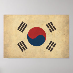 Vintage Südkorea-Flagge Poster