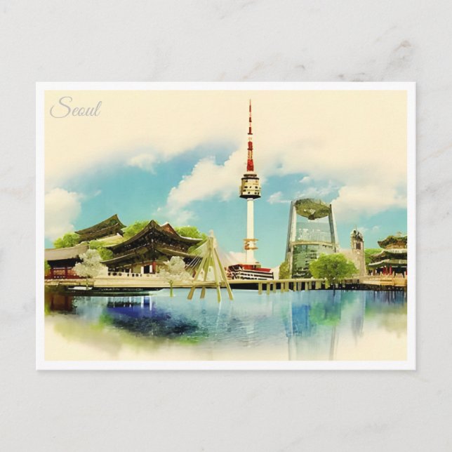 Vintage Südkorea Seoul berühmte ikonische Sehenswü Postkarte (Vorderseite)