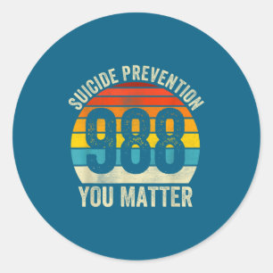 Vintage Suicide 788 Shirt Selbstmordprävention 988 Runder Aufkleber