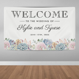 Vintage Sukkulente Hochzeit mit Blumenwasser Banner
